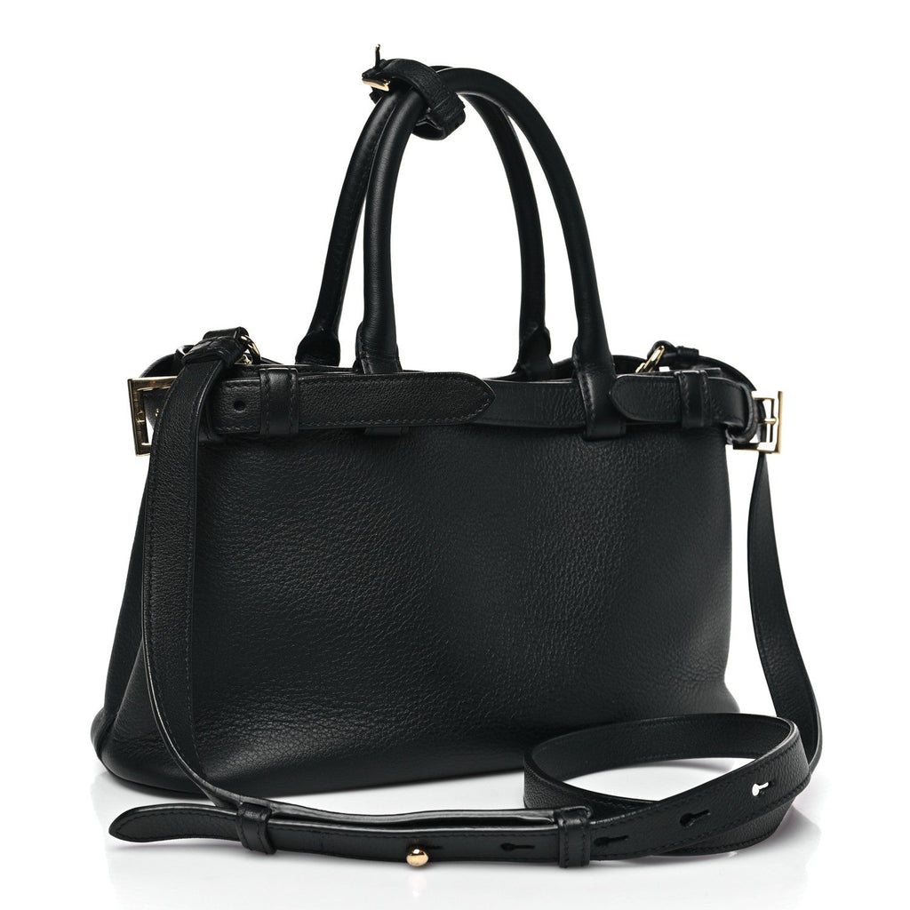 Prada Soft Grain Calfskin Small Double Belt Tote Black