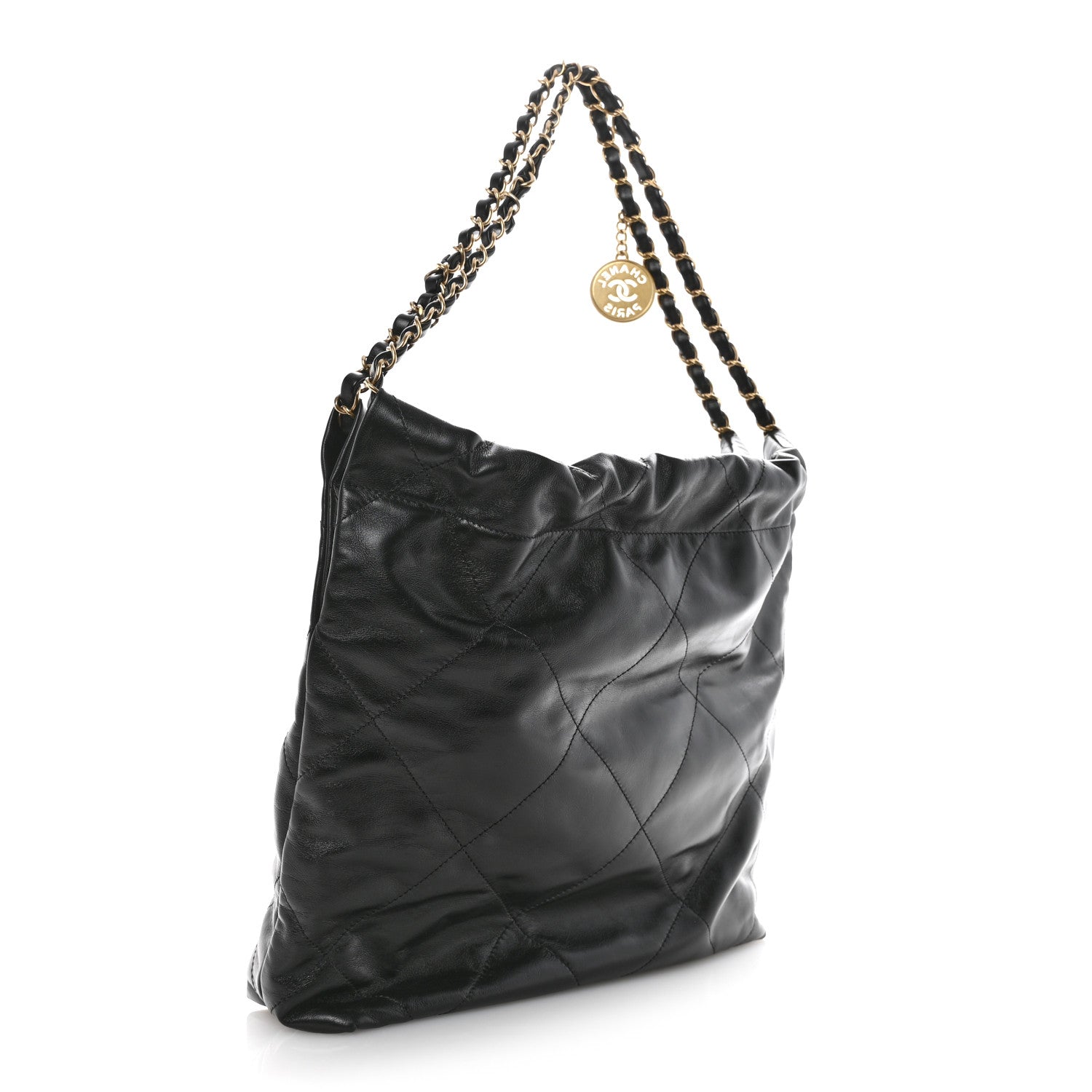 Chanel Shiny Calfskin Quilted Small Chanel 22 Black