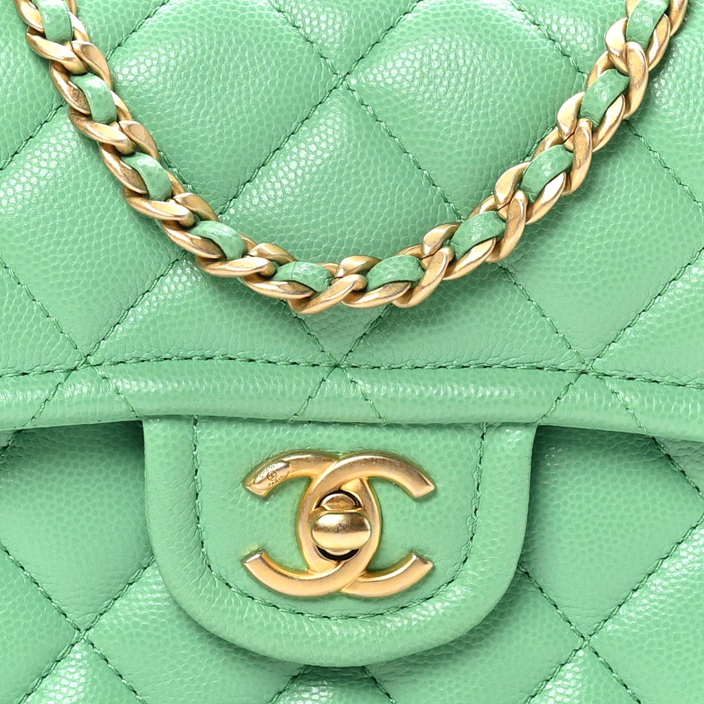 Chanel Caviar Quilted Mini Sweet Classic Flap Green