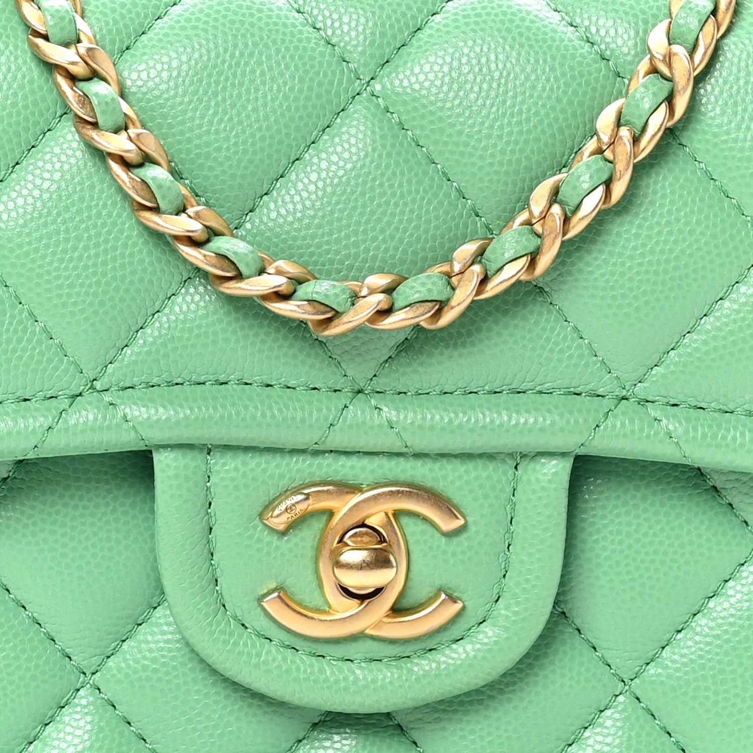 Chanel Caviar Quilted Mini Sweet Classic Flap Green