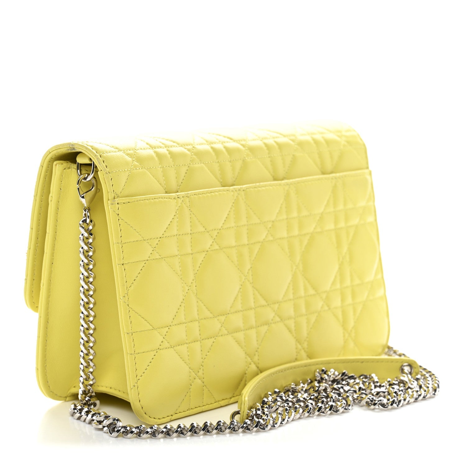 Christian Dior Lambskin Cannage Miss Dior Promenade Pouch Citron