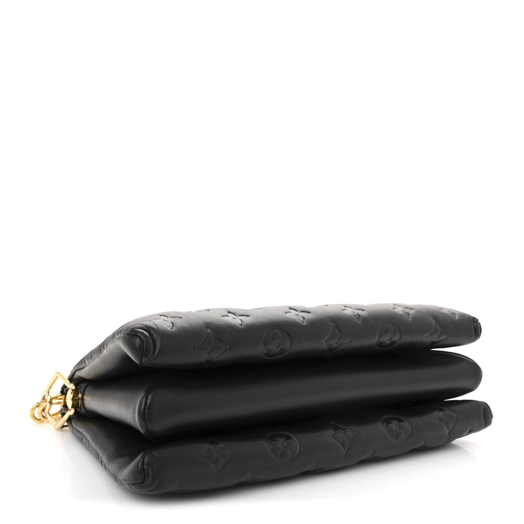 Louis Vuitton Lambskin Embossed Monogram Coussin PM Black