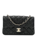 Chanel Lambskin Quilted Mini Rectangular Flap Black