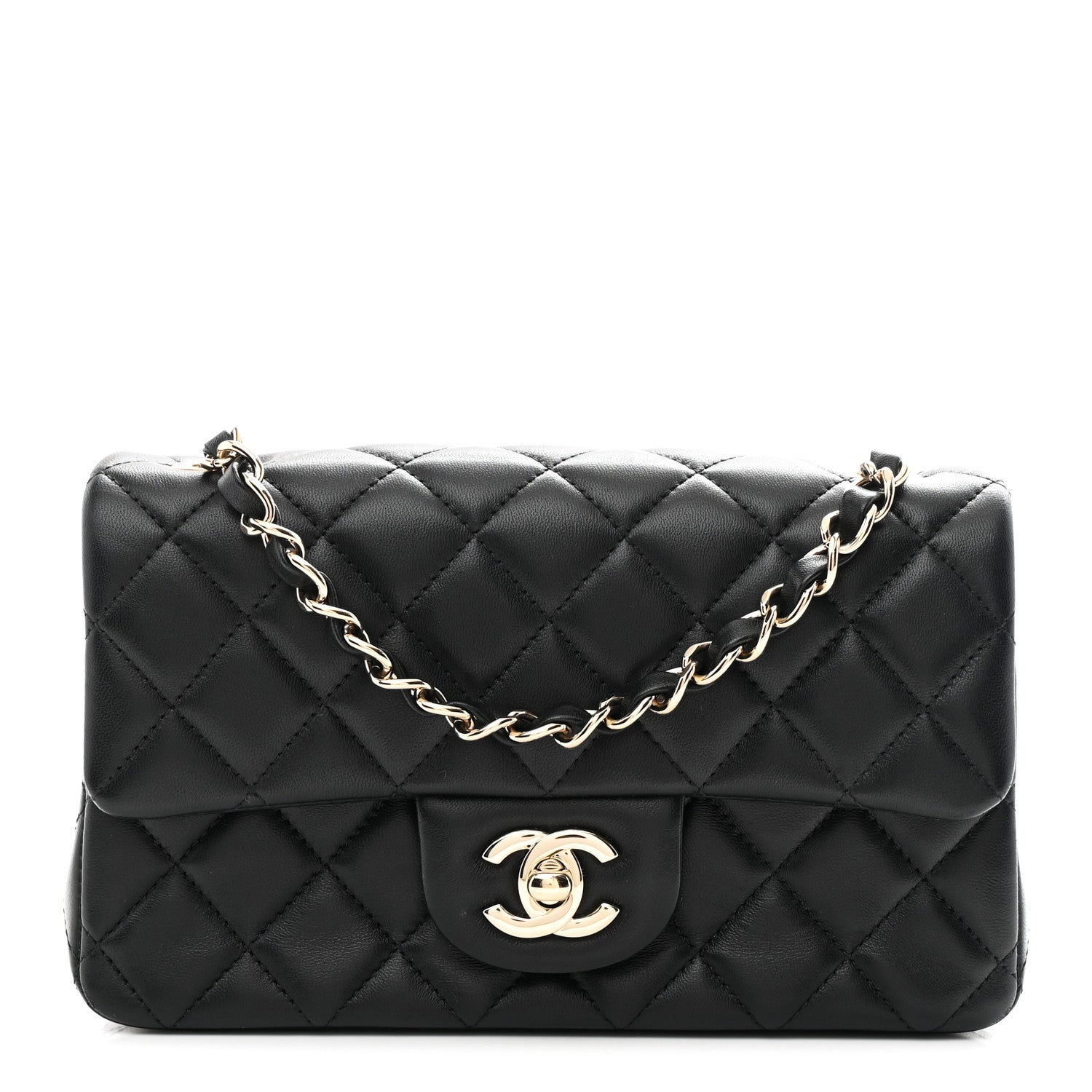 Chanel Lambskin Quilted Mini Rectangular Flap Black