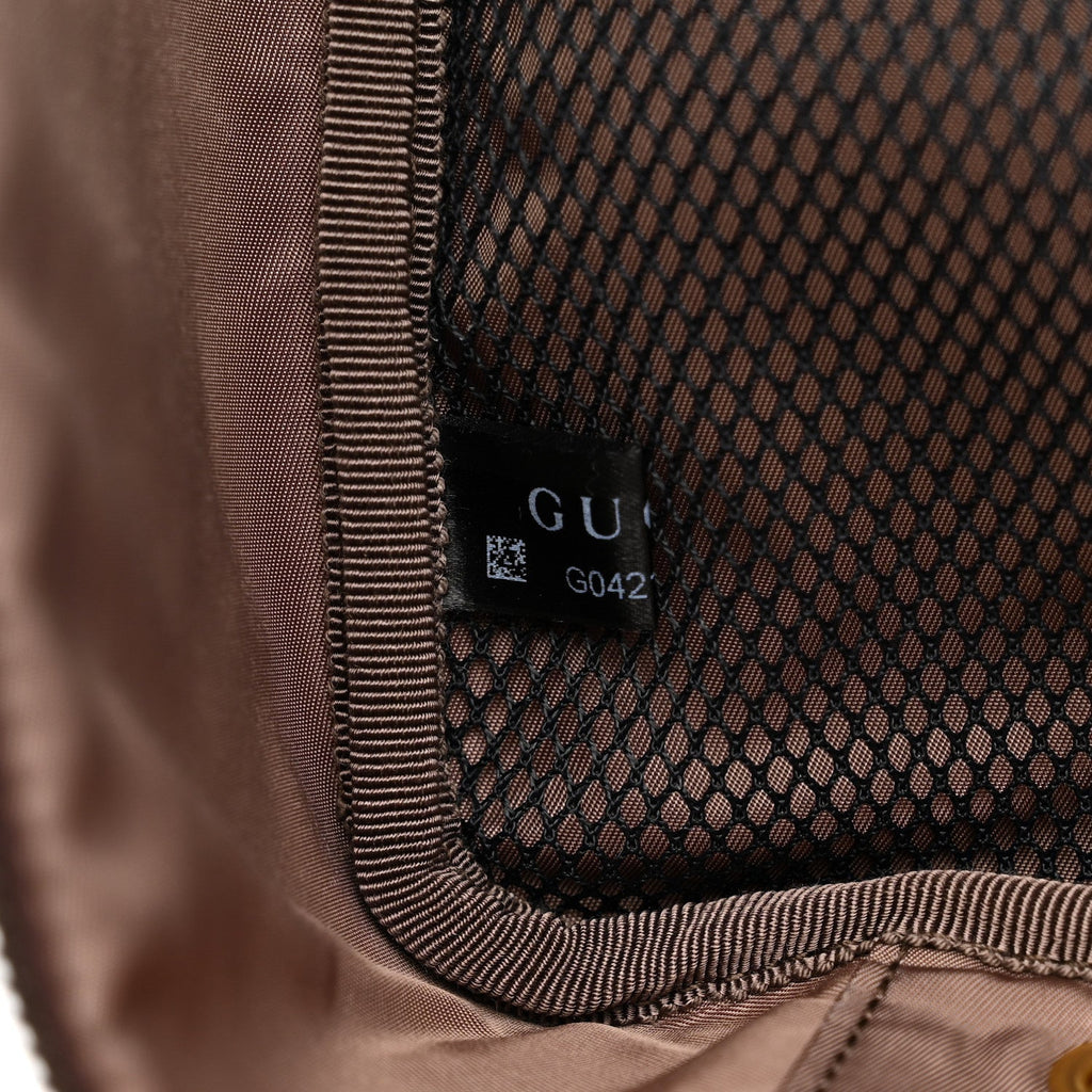 Gucci GG Supreme Monogram Textured Dollar Calfskin Web Savoy Shoe Case Bag Beige Ebony New Acero