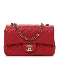 Chanel Lambskin Quilted Mini Rectangular Flap Red
