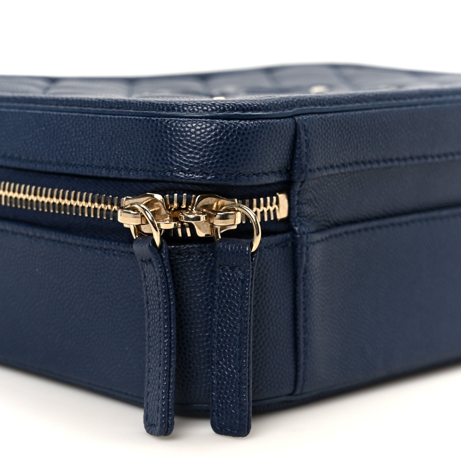 Chanel Caviar Quilted Medium CC Filigree Vanity Case Navy