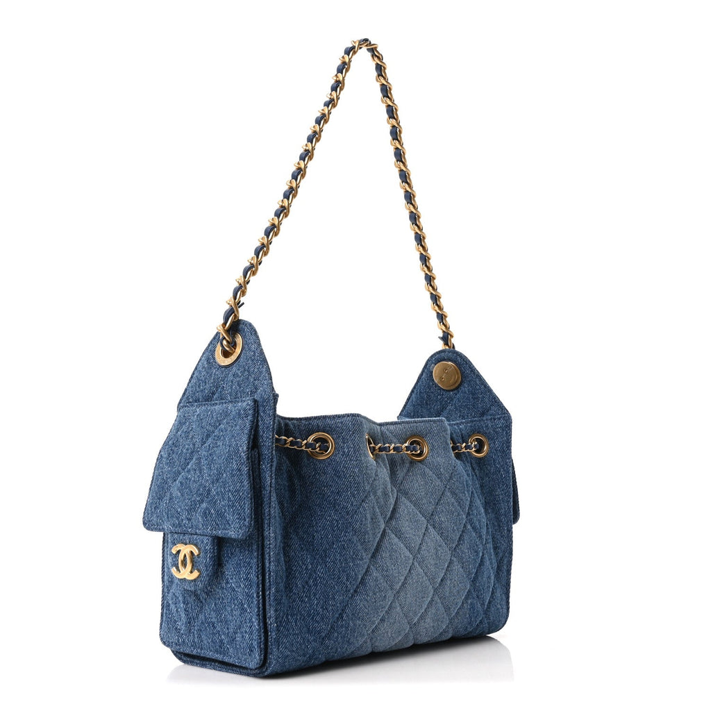 Chanel Washed Denim Quilted Mini Chanel 25 Handbag Blue