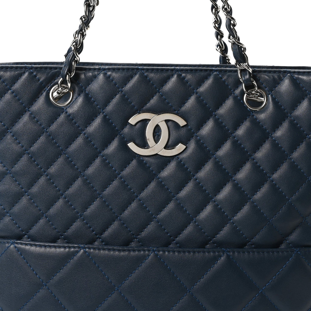 Chanel Calfskin Quilted In The Business North South Tote  Blue