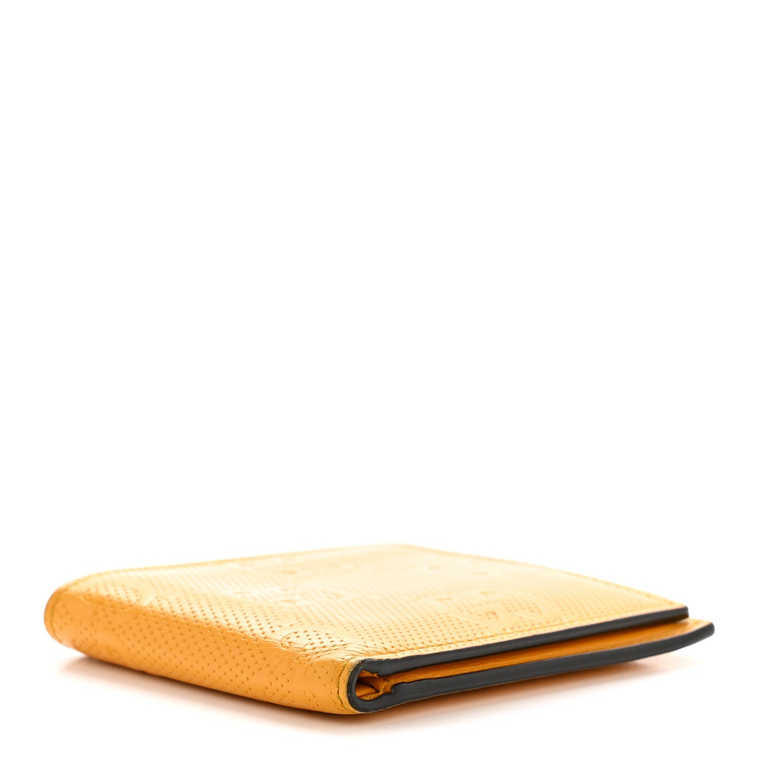 Gucci Calfskin GG Tennis Embossed Bi-Fold Wallet Yellow Tangerine