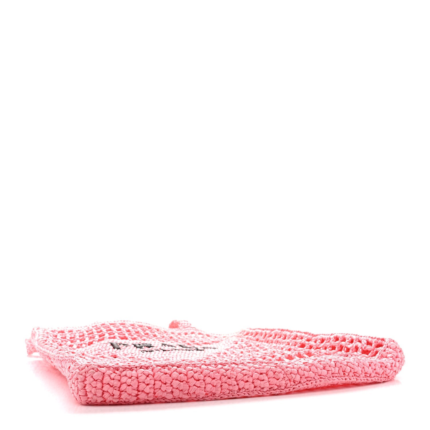 Prada Yarn Raffia Effect Crochet Logo Embroidered Tote Bag Petalo