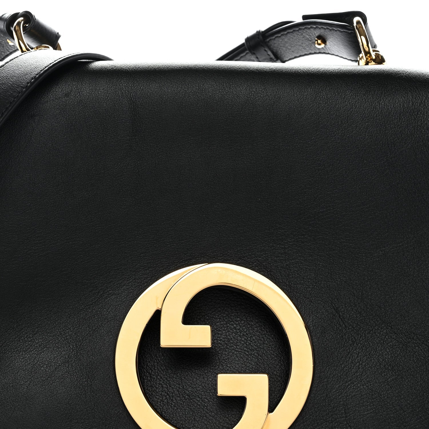 Gucci Roxy Calfskin Web Medium Blondie Top Handle Shoulder Flap Bag Black