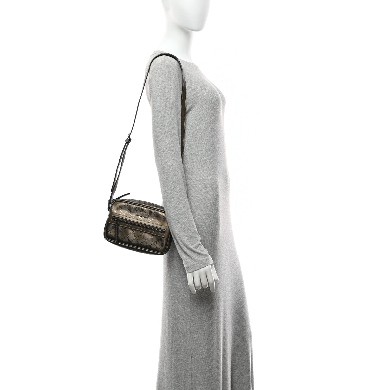 Gucci Imprime Monogram Small Shoulder Bag Silver
