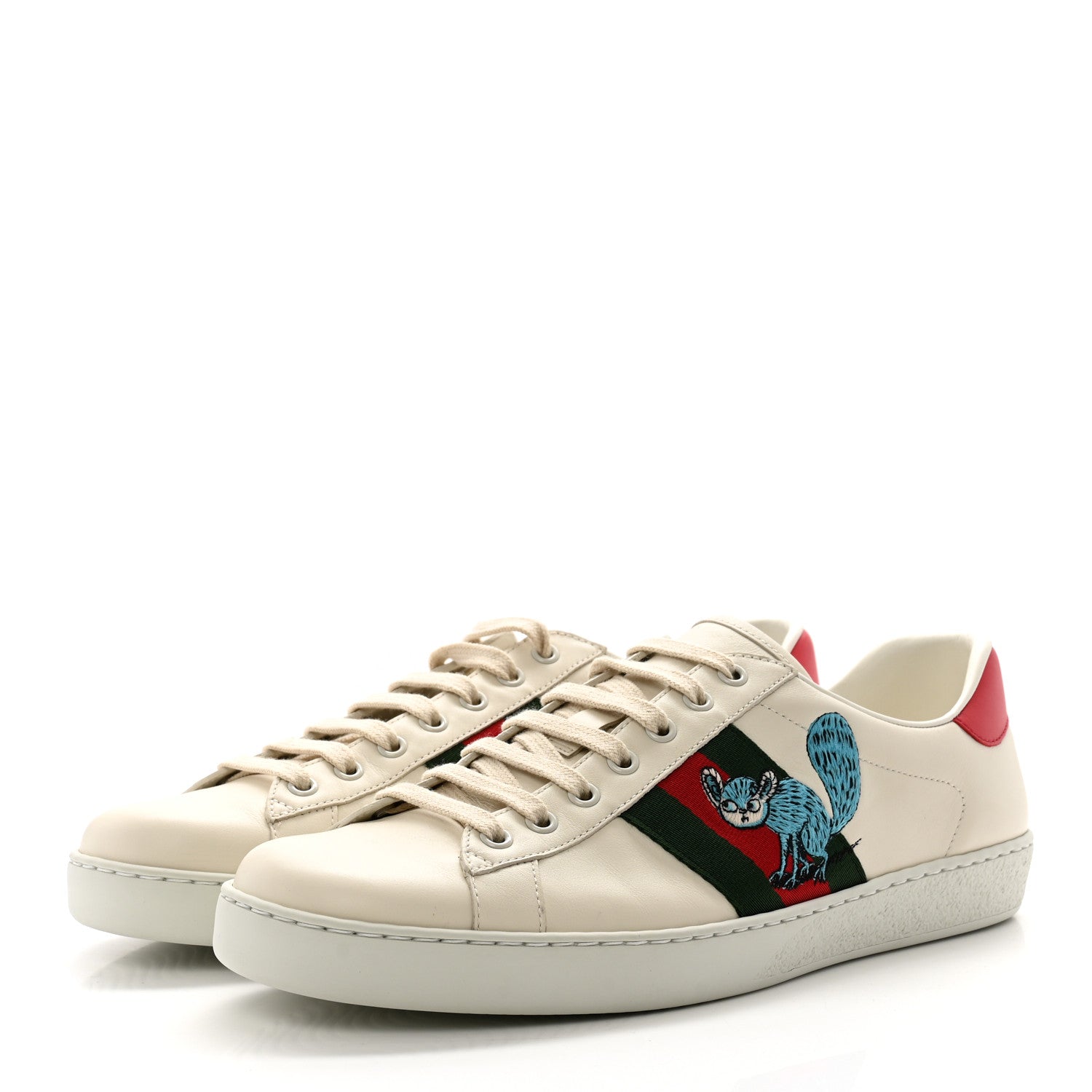 Gucci X FREYA HARTAS Calfskin Miro Soft Web Mythical Creature Embroidered Mens Ace Sneakers 9.5 New Mystic White