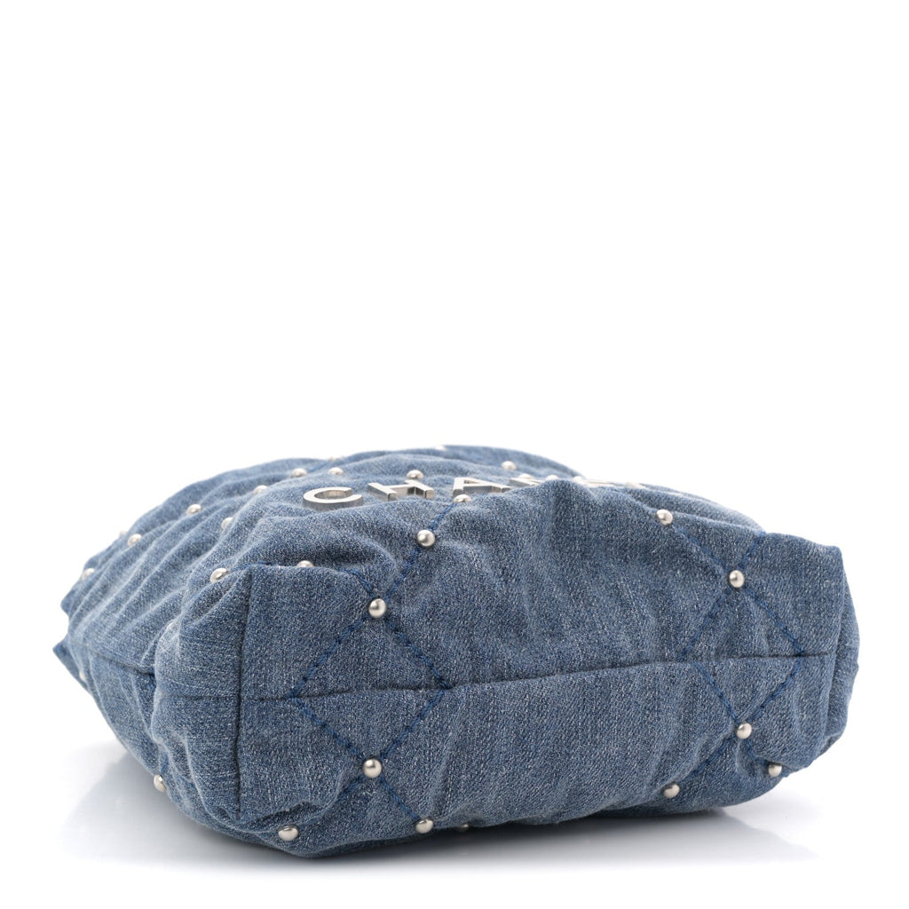 Chanel Washed Denim Quilted Studded Mini Chanel 22 Blue