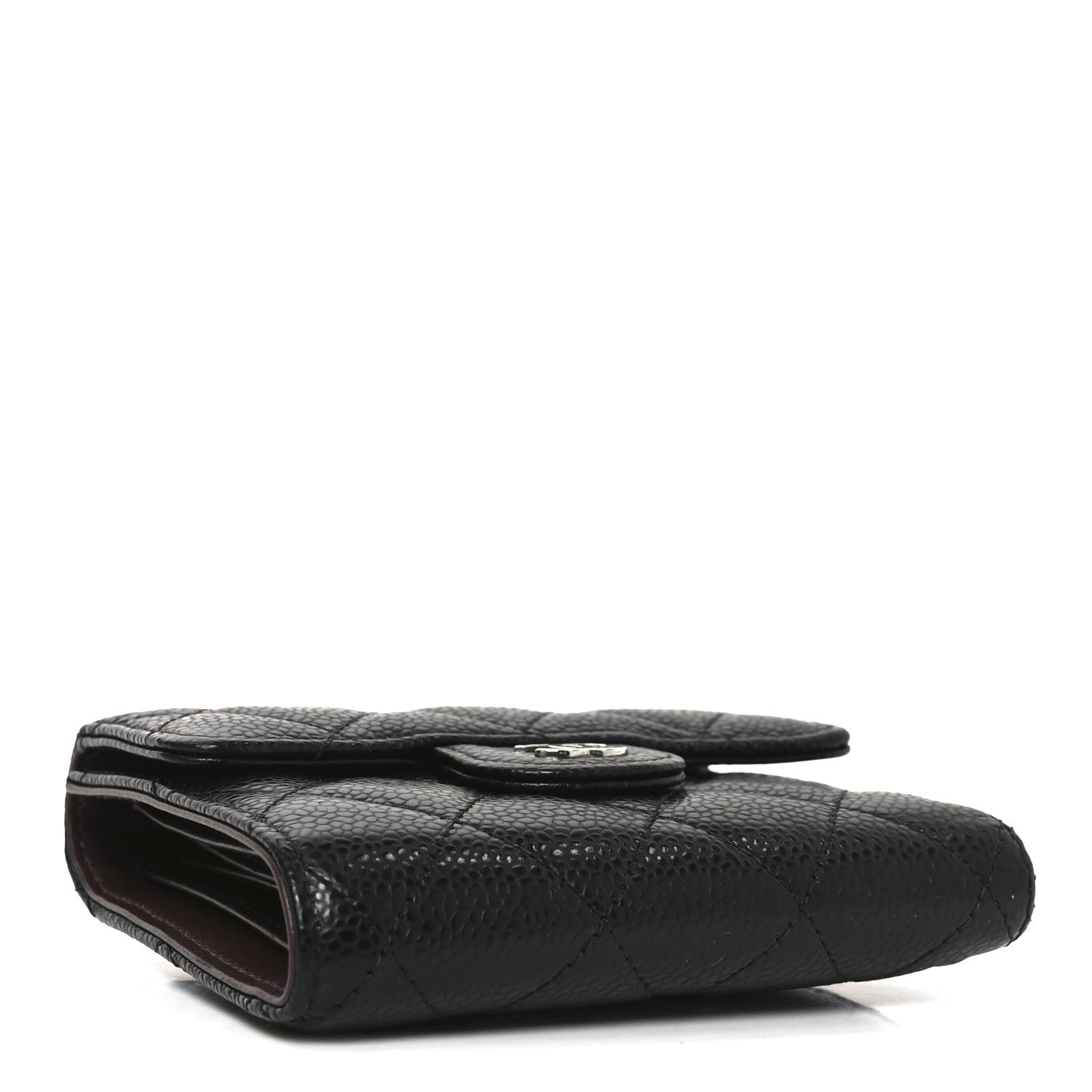 Caviar Quilted Compact Flap Wallet Black