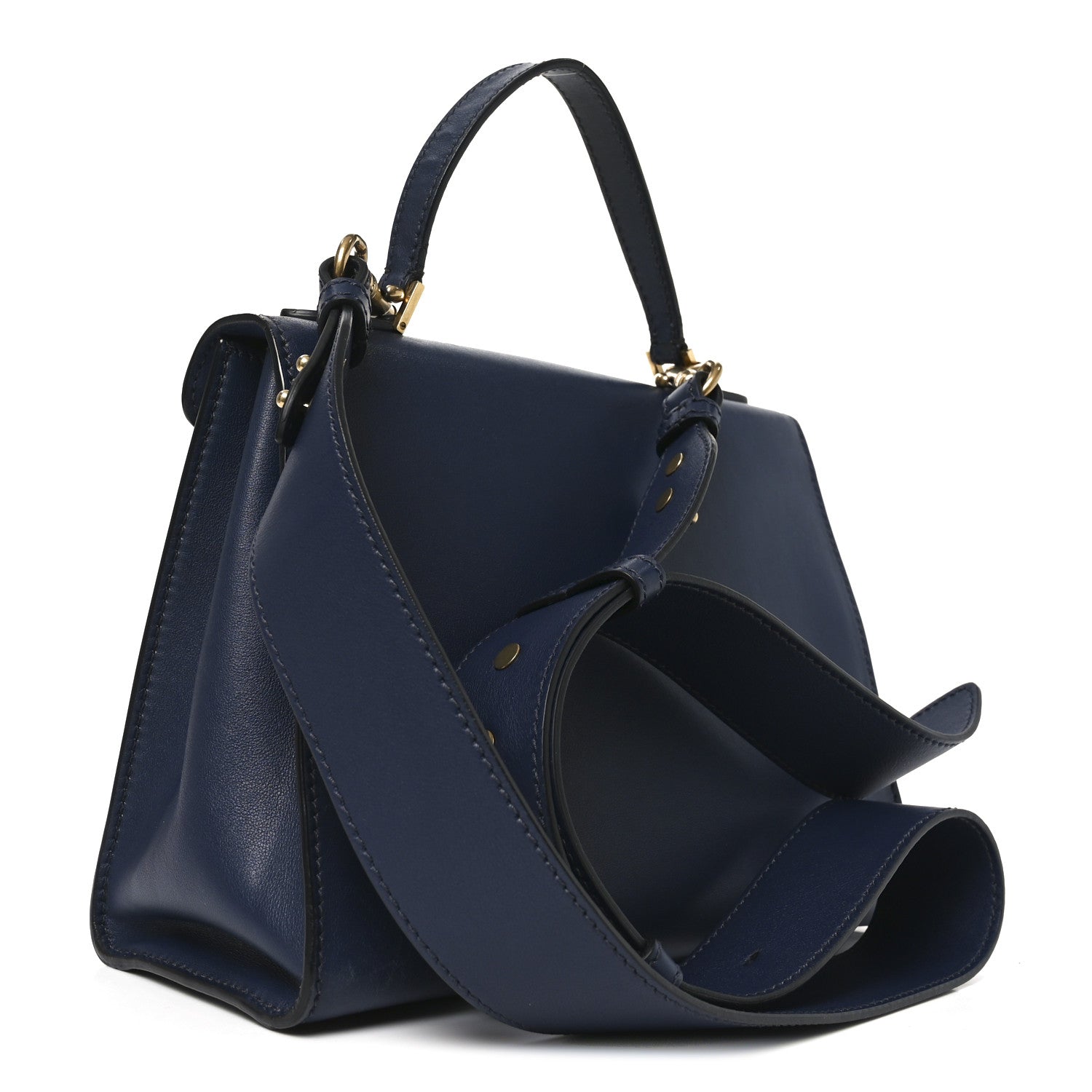 Christian Dior Calfskin Dioraddict Top Handle Navy Blue