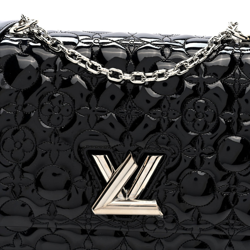 Louis Vuitton Vernis Flower Quilted Twist Shoulder Bag GM Black