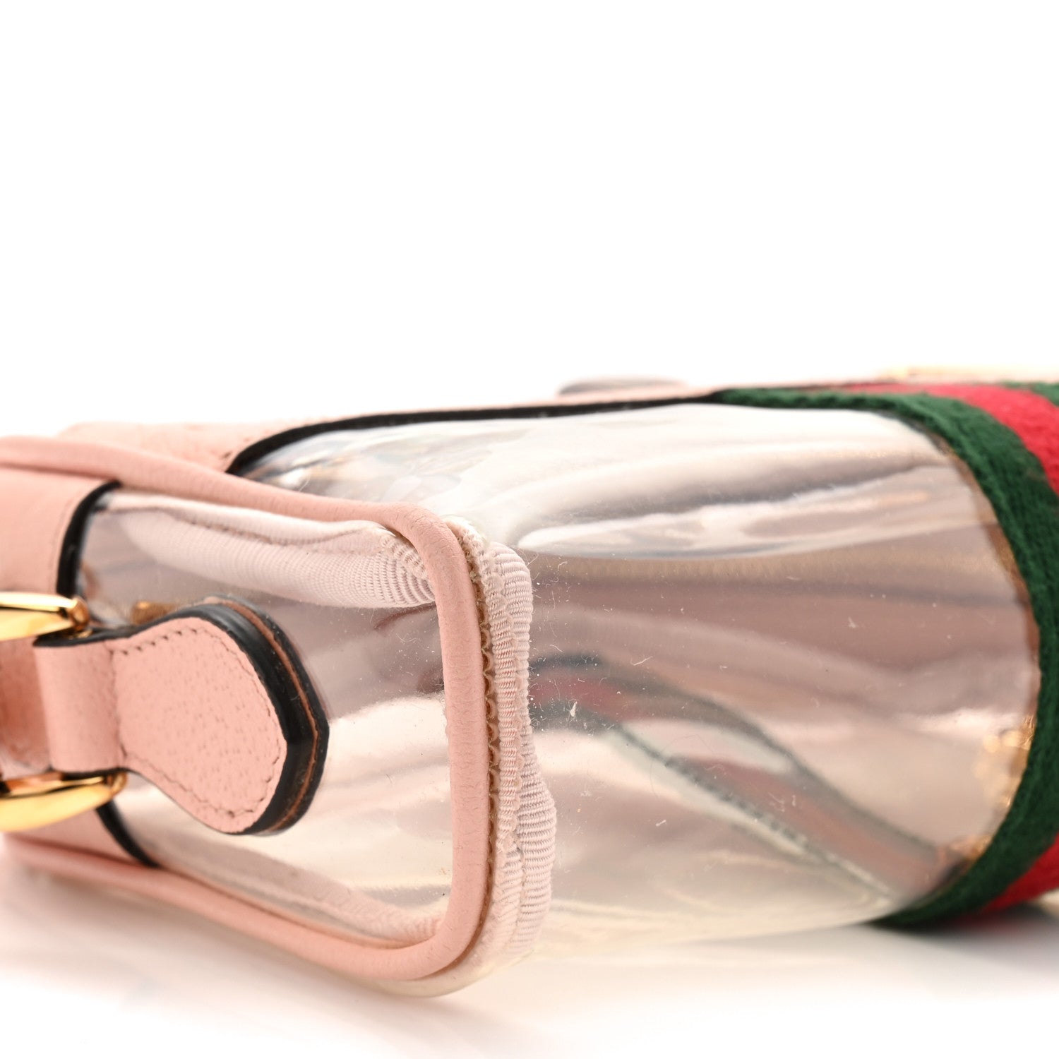 Gucci Vinyl Web Mini Ophidia Transparent Shoulder Bag Perfect Pink
