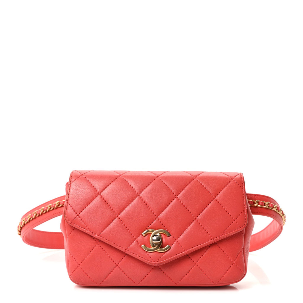 Chanel Calfskin Quilted Flap Waist Bag Red