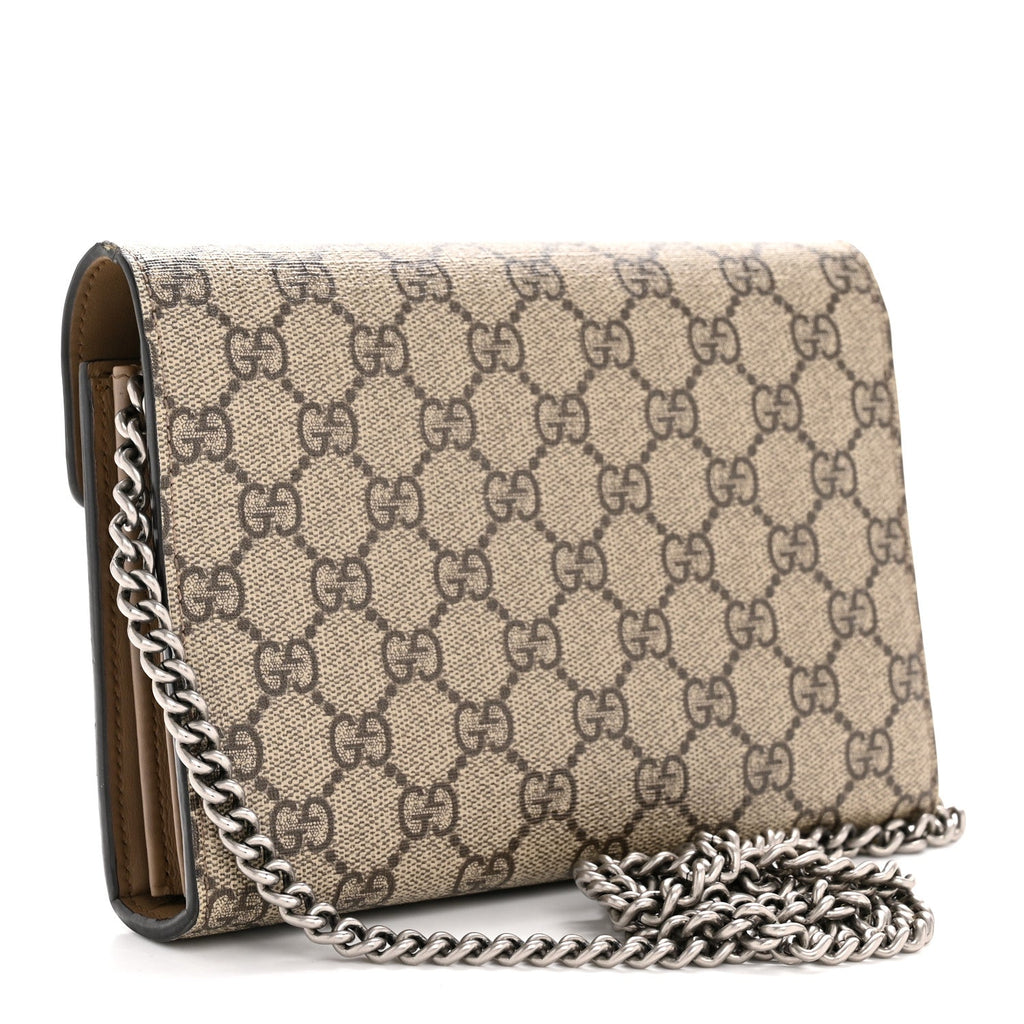 Gucci GG Supreme Monogram Mini Dionysus Chain Wallet Beige Taupe