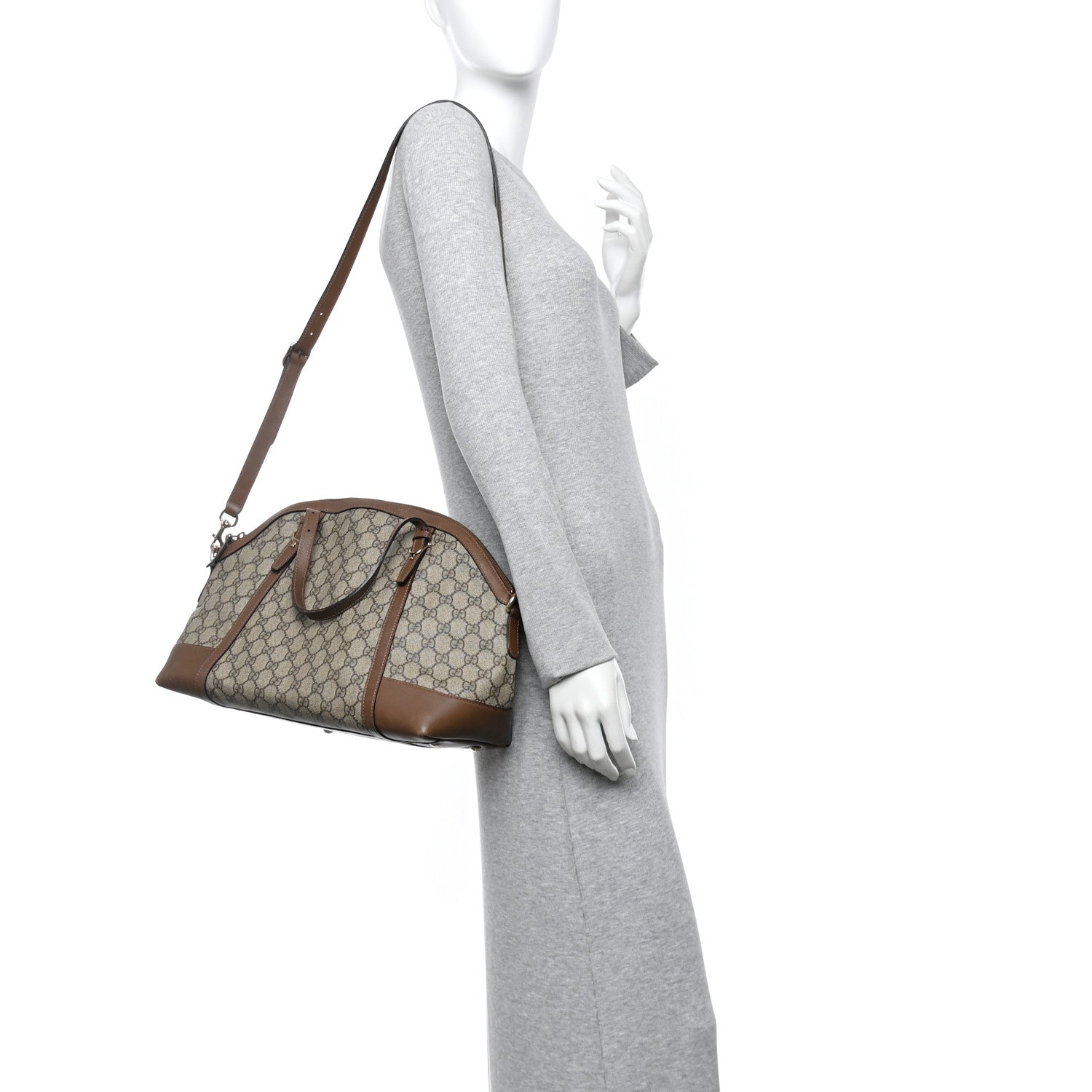 Gucci GG Supreme Monogram Medium Nice Top Handle Dome Bag Brown