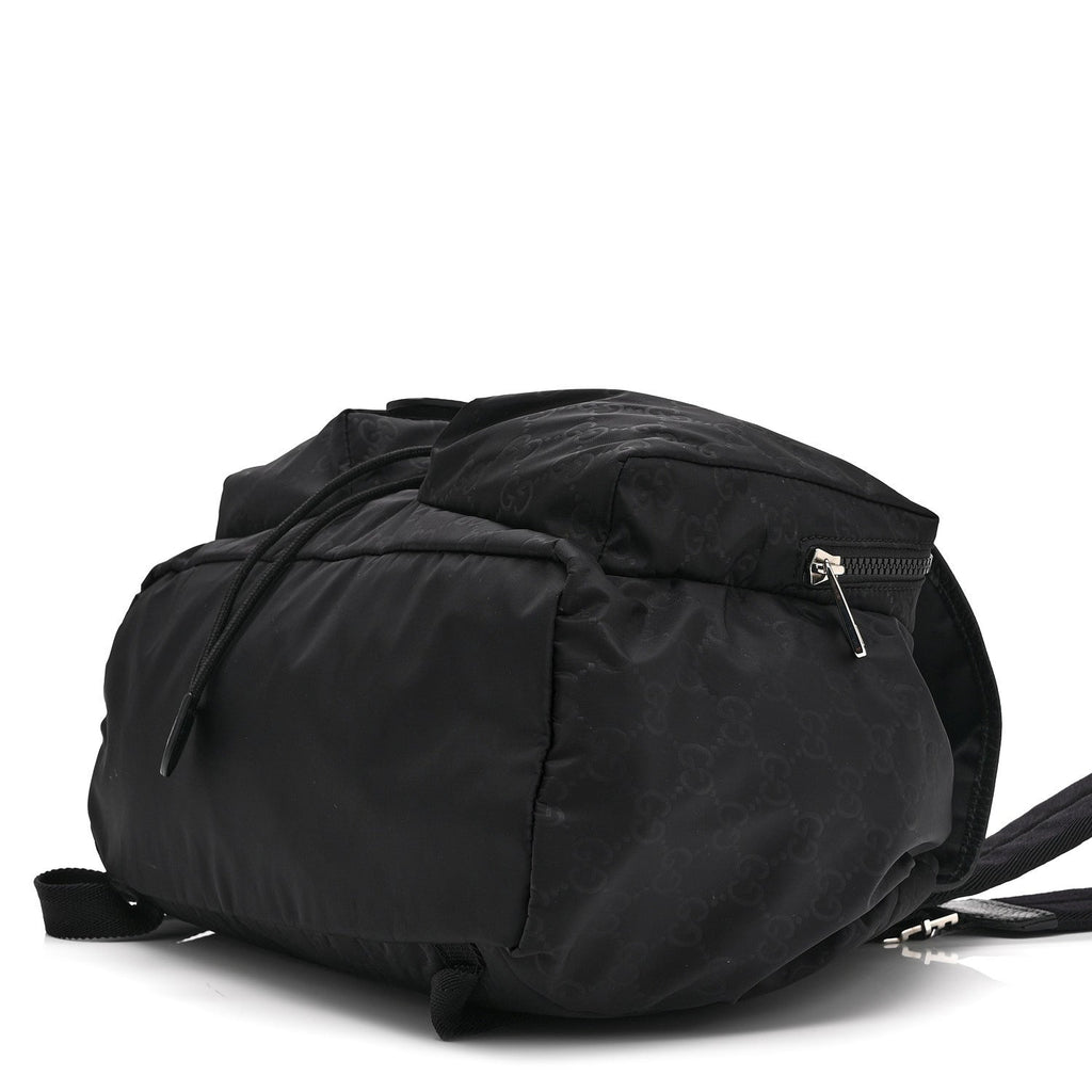 Gucci Nylon Monogram Medium Light Single Buckle Backpack Black