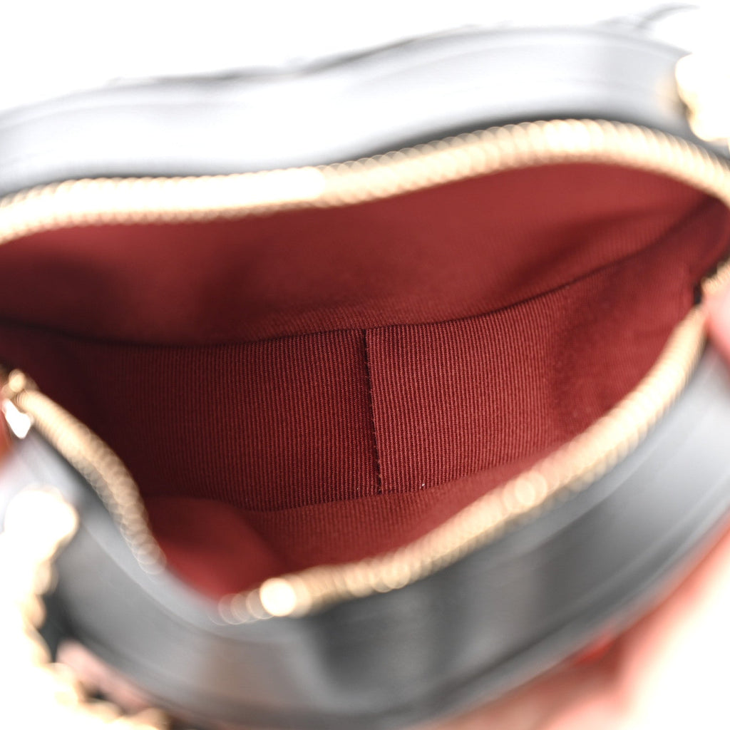 Chanel Lambskin Quilted CC In Love Heart Clutch With Chain Black