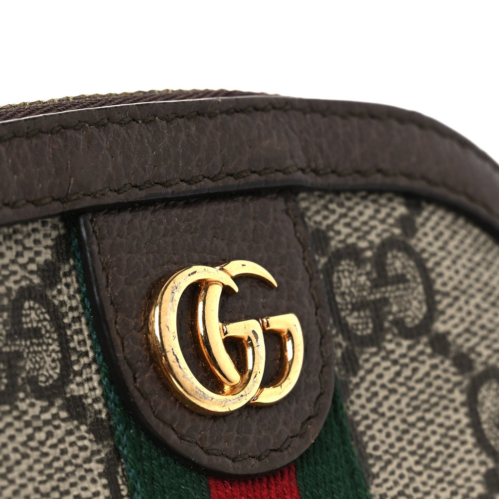 Gucci GG Supreme Monogram Web Ophidia Dome Key Pouch Beige New Acero