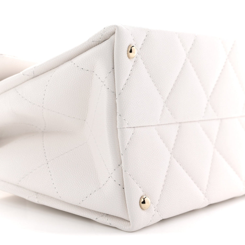Chanel Caviar Quilted Medium Retro Twist Top Handle Flap White