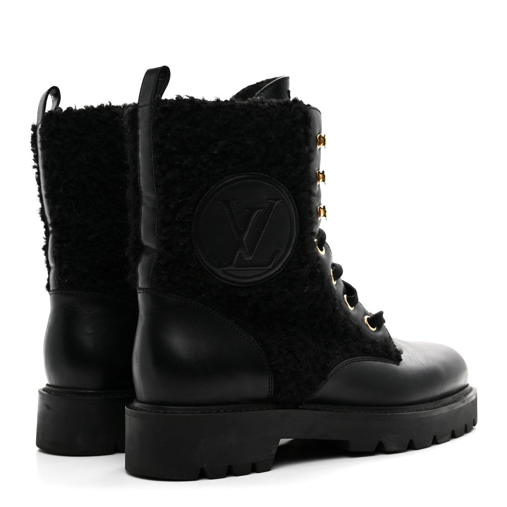Louis Vuitton Shearling Calfskin Territory Ranger Combat Boots 41 Black