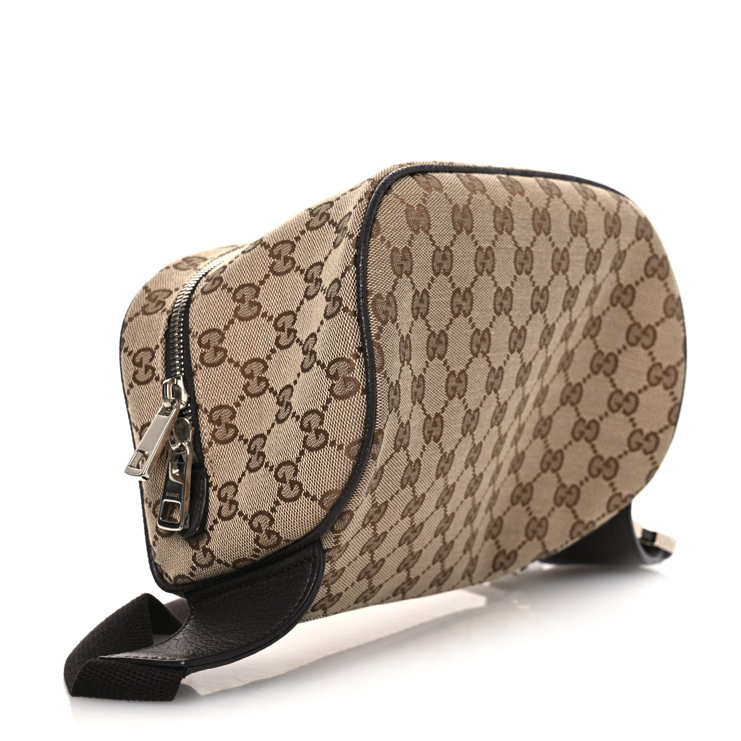 Gucci Monogram Dollar Calfskin Waist Pouch Beige Ebony Testa di Moro Marrone Scuro