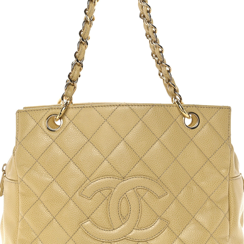 Chanel Caviar Quilted Petit Timeless Tote PTT Beige