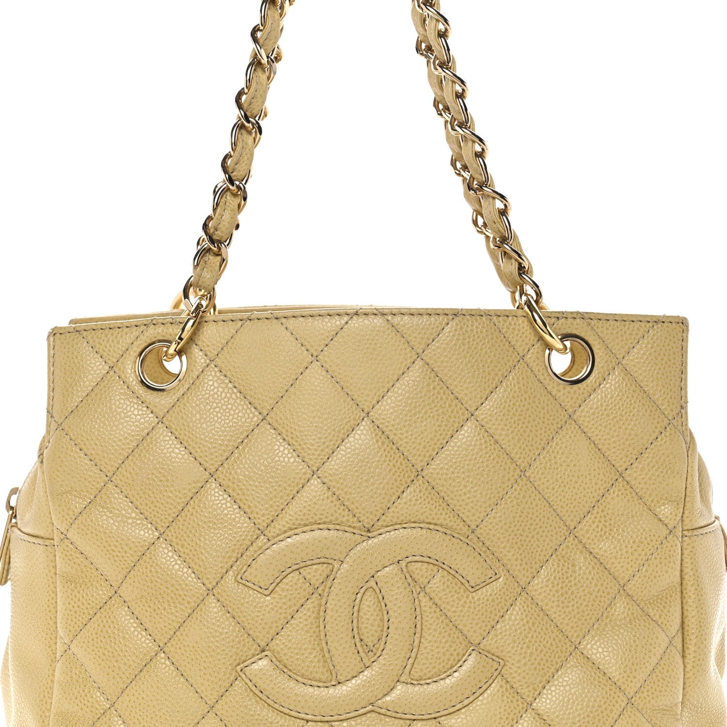 Chanel Caviar Quilted Petit Timeless Tote PTT Beige