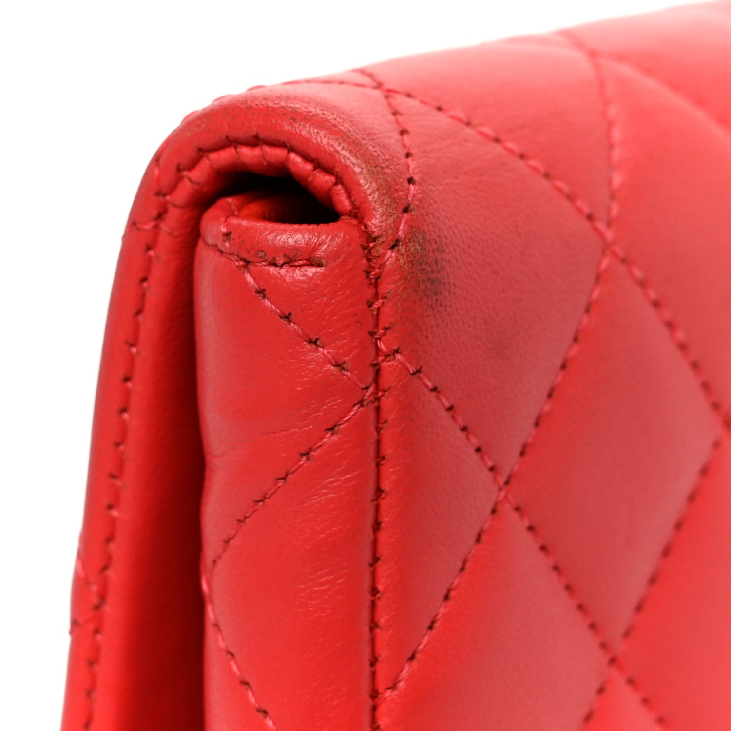 Chanel Lambskin Quilted Flap Clutch Red