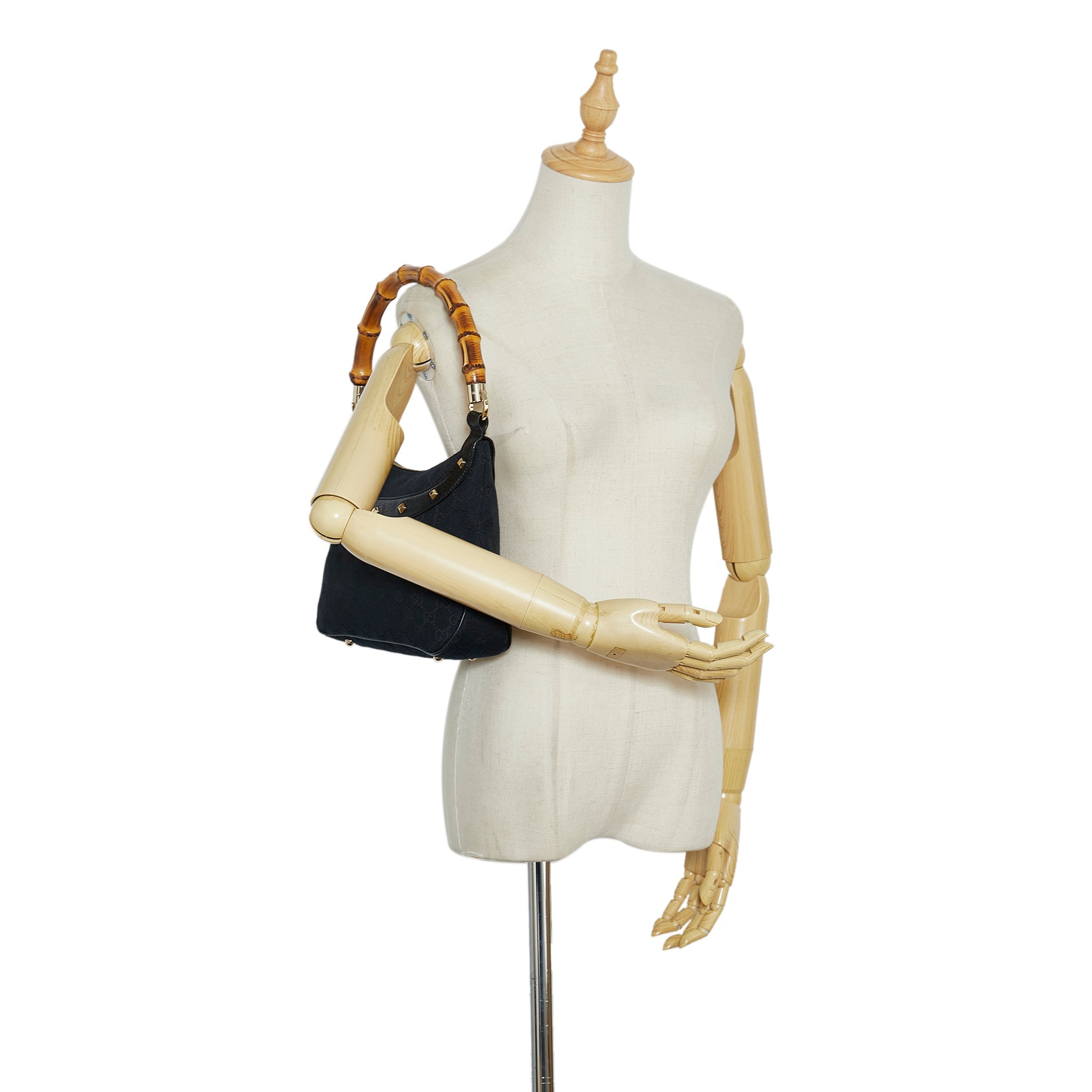 GUCCI GG Canvas Bamboo Anita Handbag