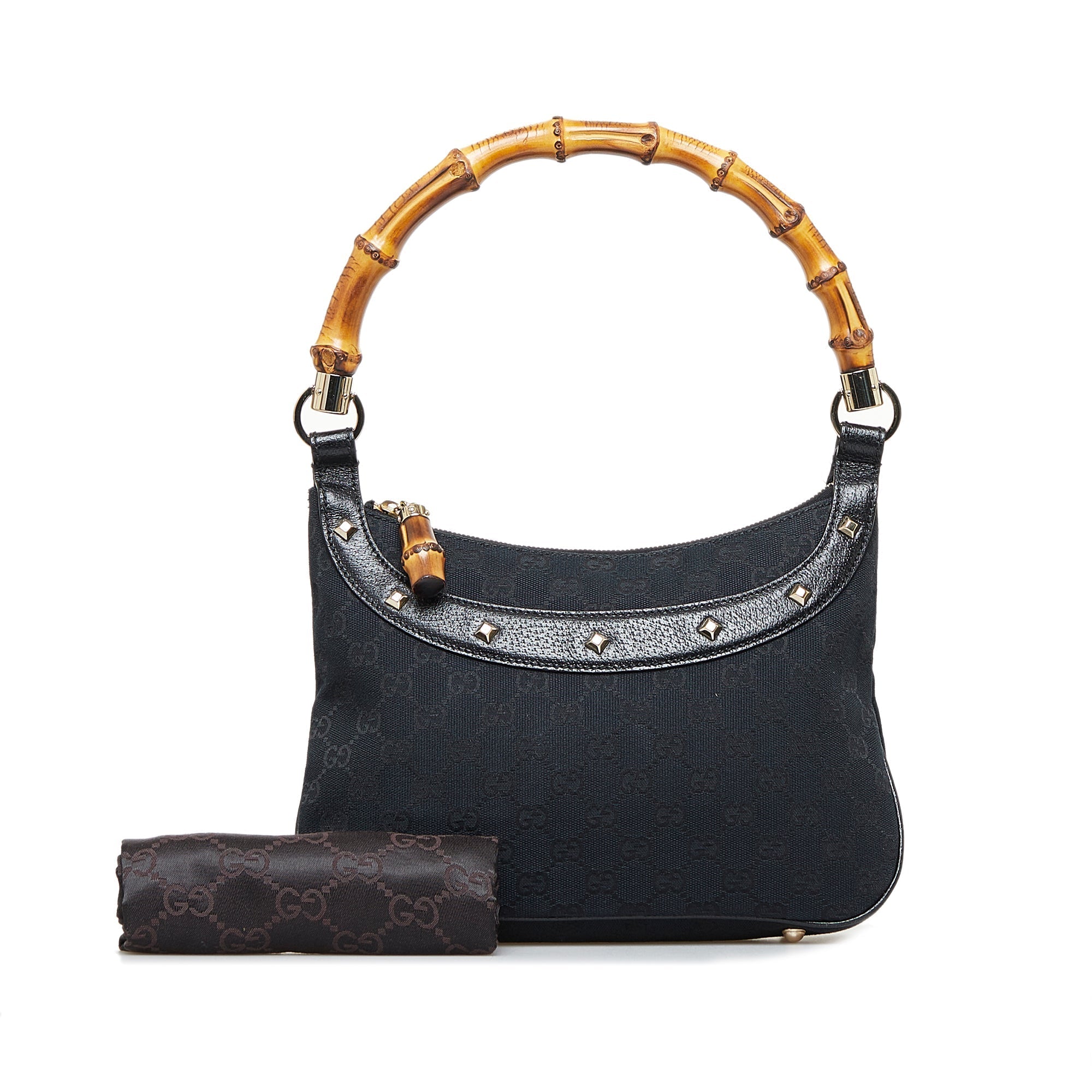 GUCCI GG Canvas Bamboo Anita Handbag