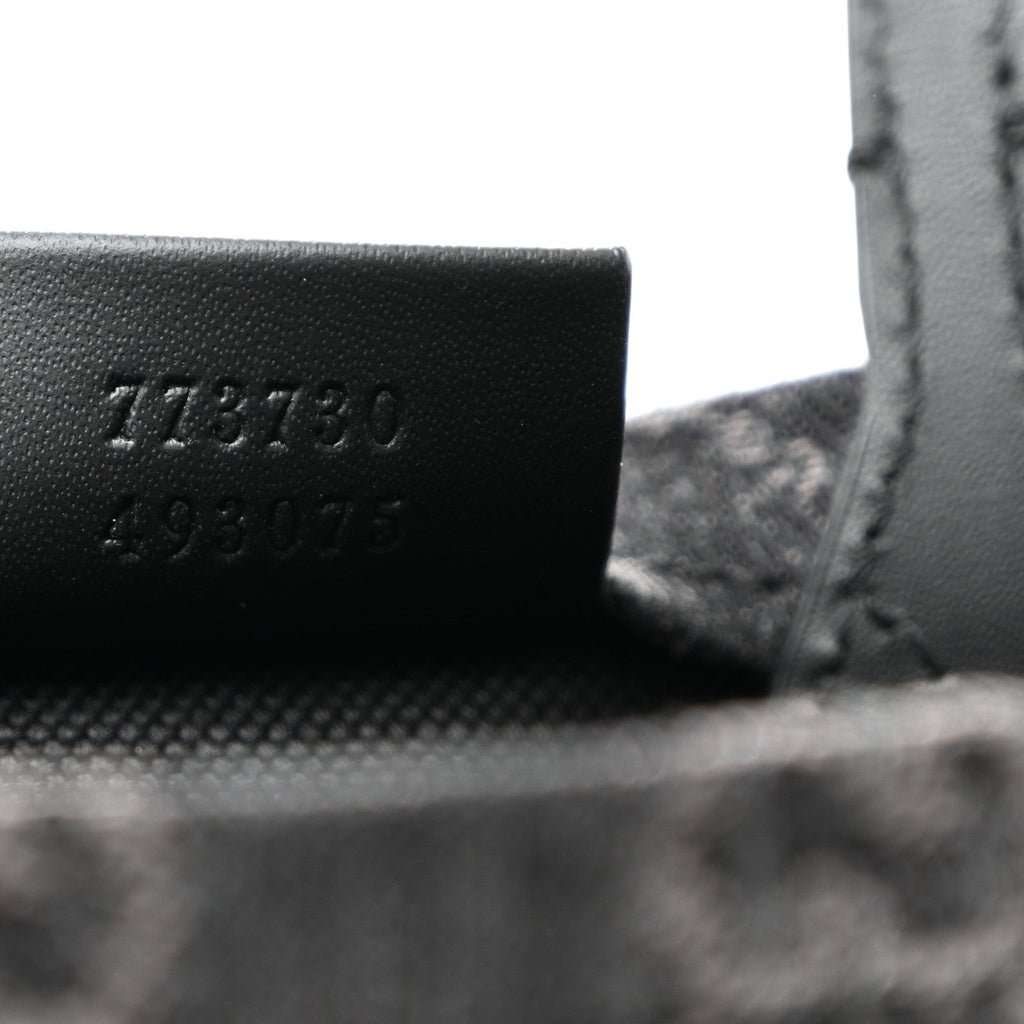 Gucci Denim Cuoio Harness GG Monogram Mini Ophidia Tote Bag Black Medium Grey