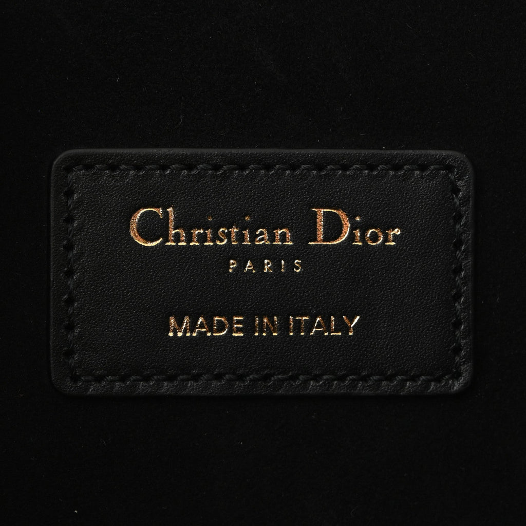 Christian Dior Calfskin CD Embossed Medium C'est Chain Bucket Bag Black