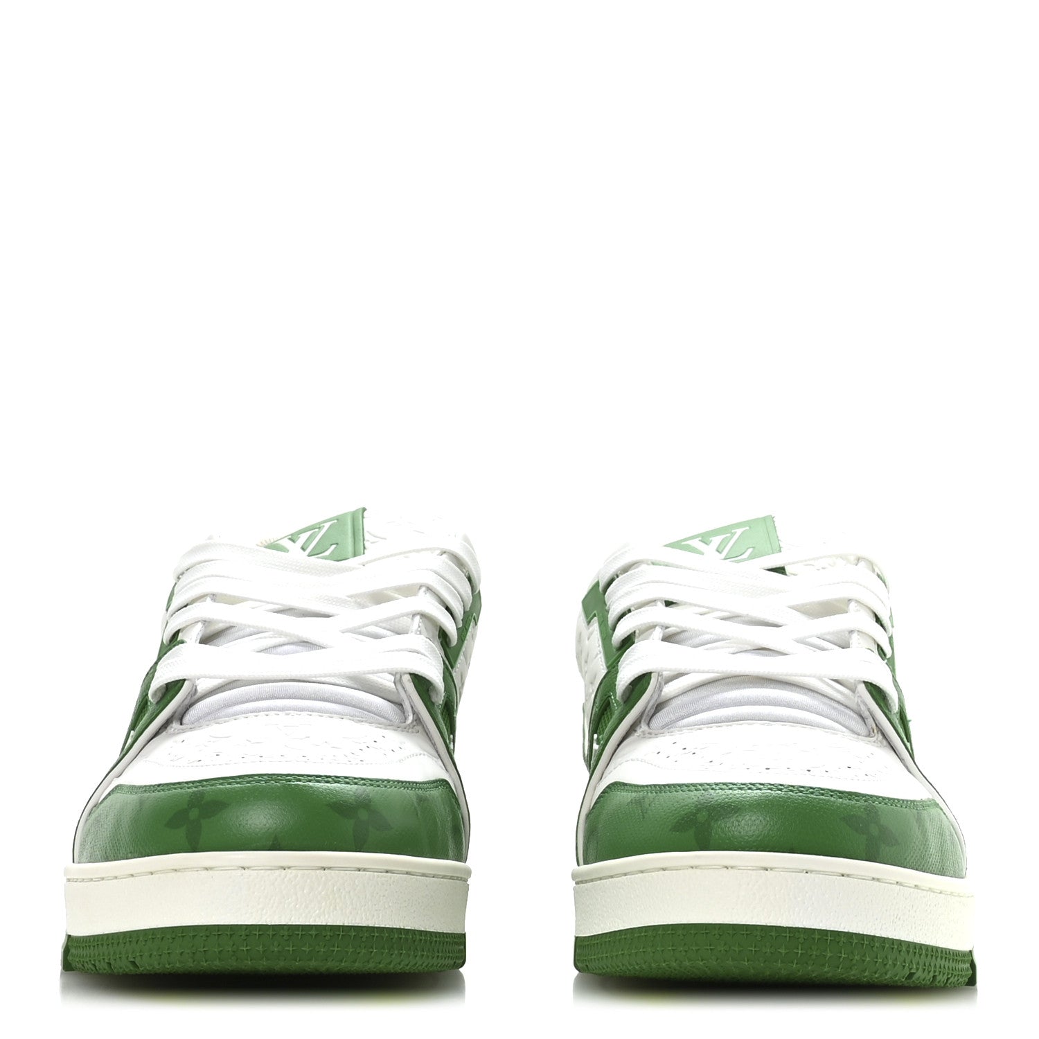 Louis Vuitton Calfskin Monogram Mens LV Trainer Sneakers 8.5 Green
