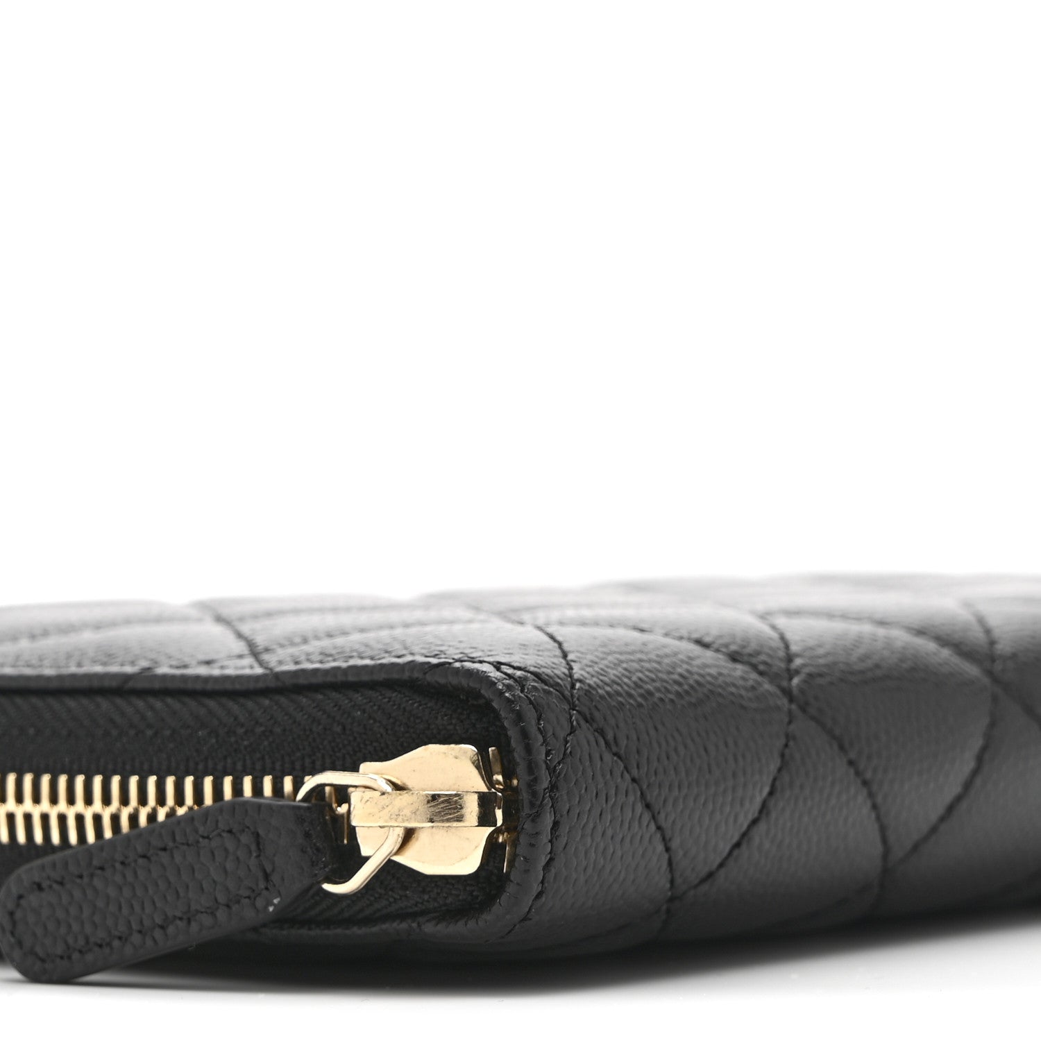 Caviar Quilted Large Zip Around Organizer Wallet Black