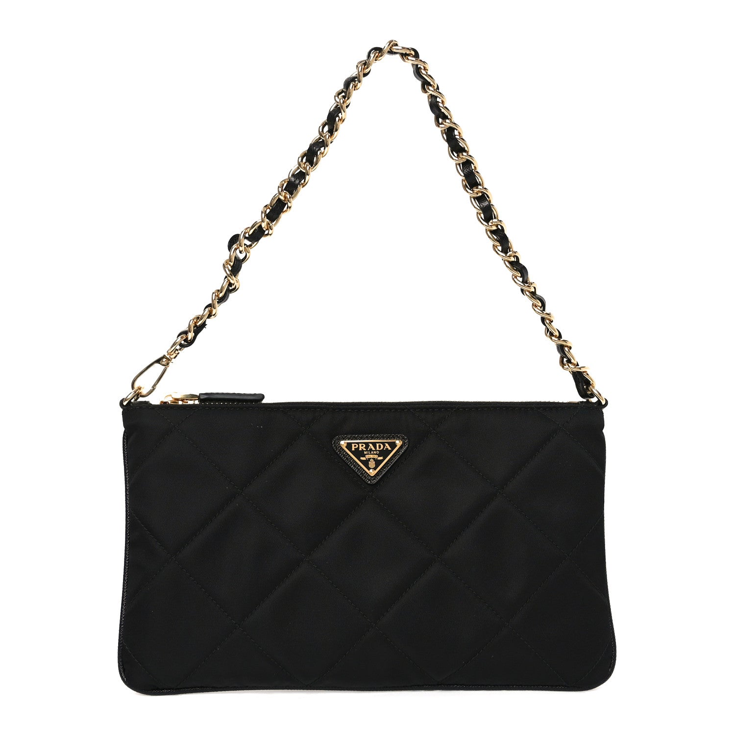 Prada Re-Nylon Tessuto Impuntu Quilted Re-Edition 1995 Chaine Pouch Black