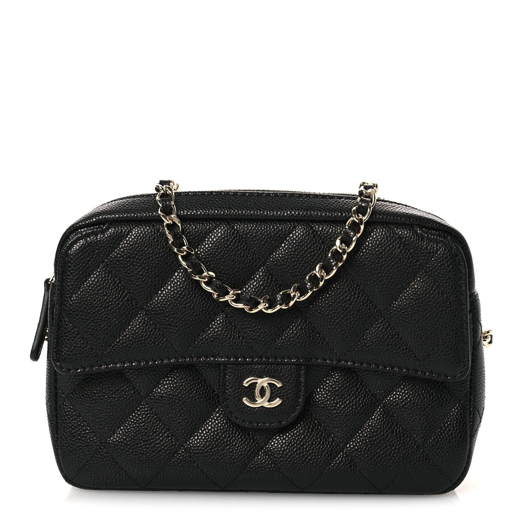 Chanel Caviar Quilted Chain Camera Bag Black
