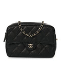Chanel Caviar Quilted Chain Camera Bag Black