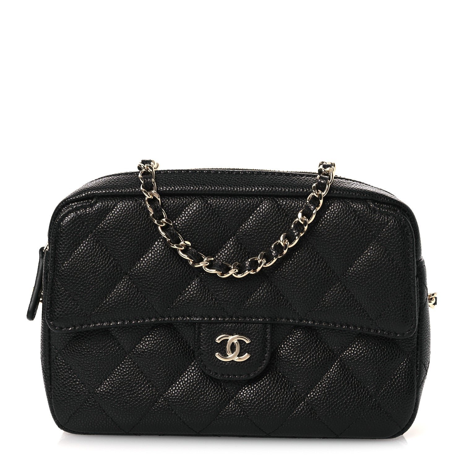 Chanel Caviar Quilted Chain Camera Bag Black