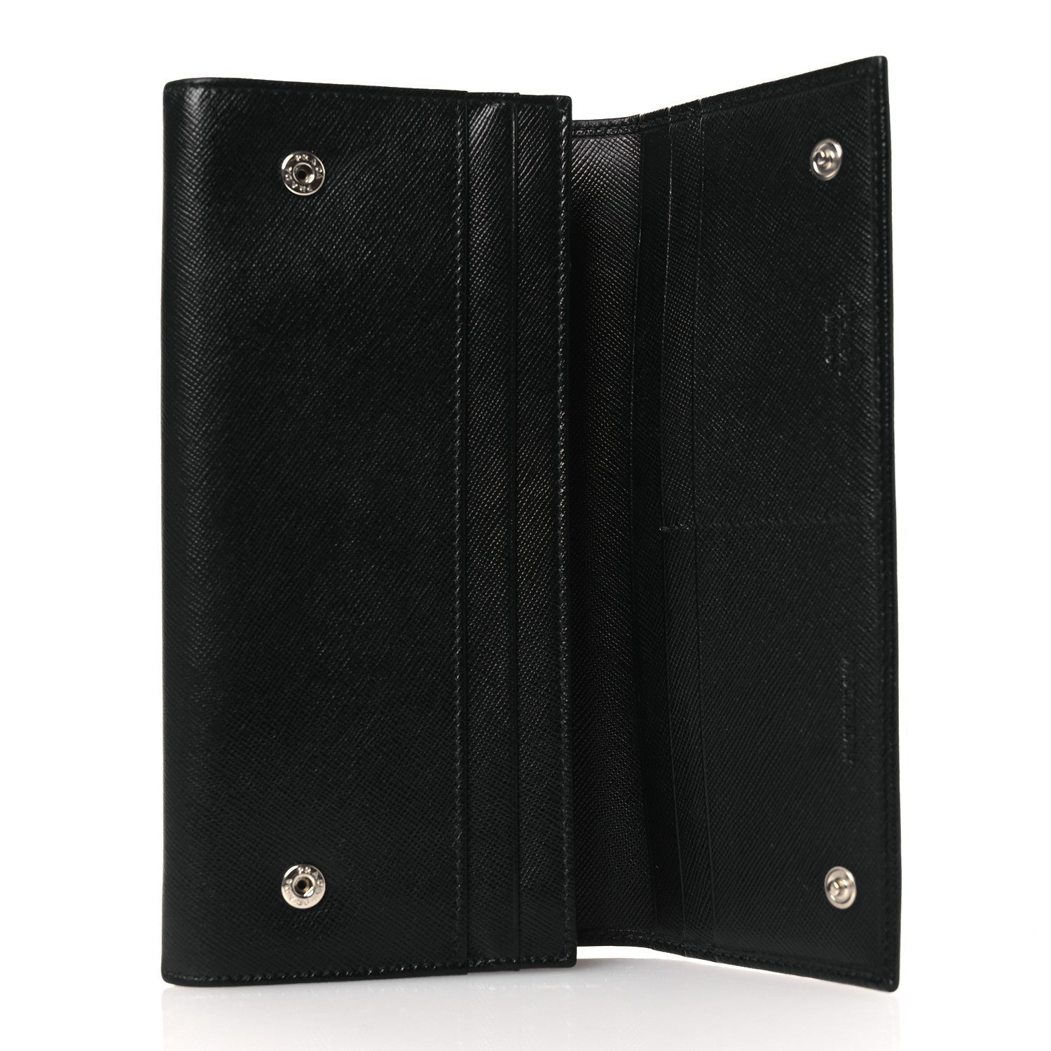 Prada Saffiano Triangle Continental Flap Wallet Black