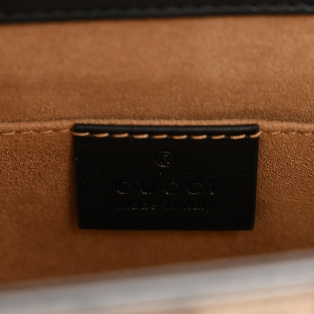 Gucci GG Supreme Monogram Calfskin Small Padlock Shoulder Bag Beige Black Cuir