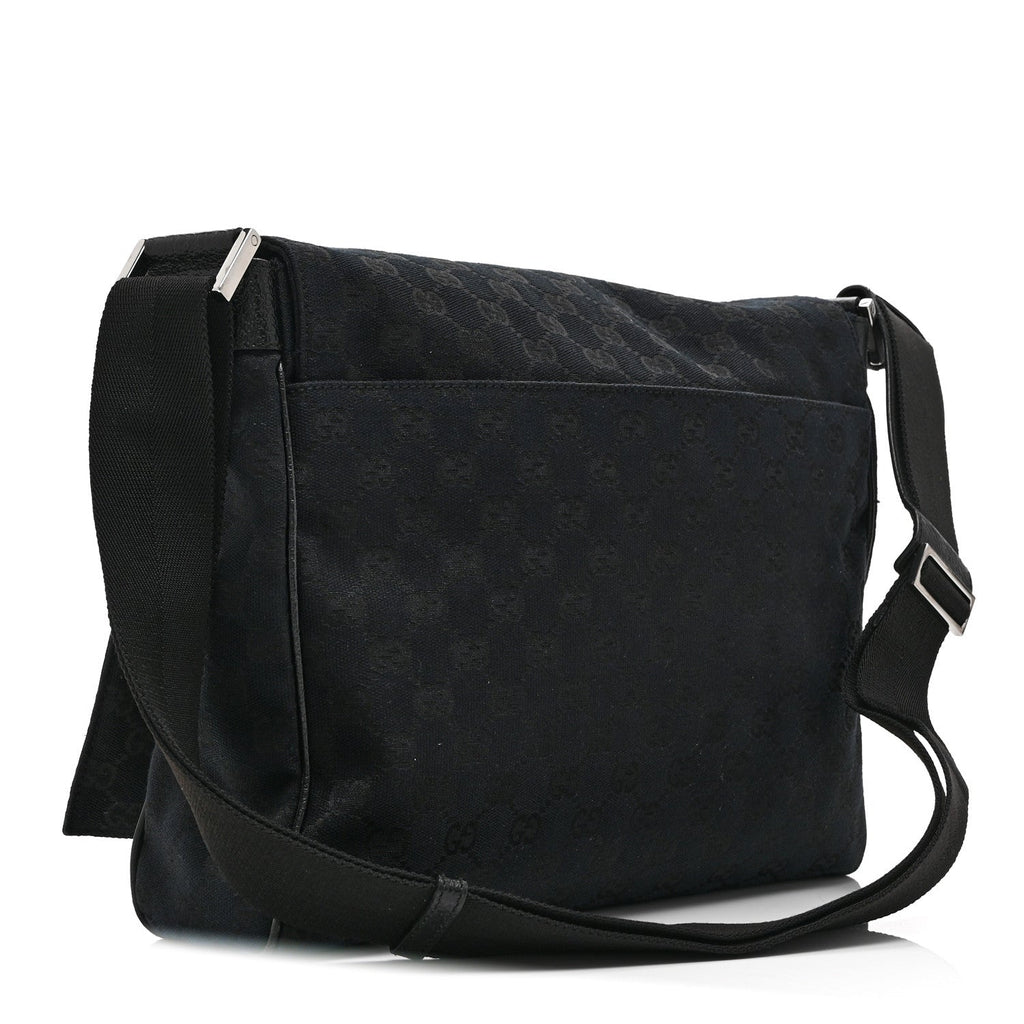 Gucci Monogram Small Flap Messenger Bag Black