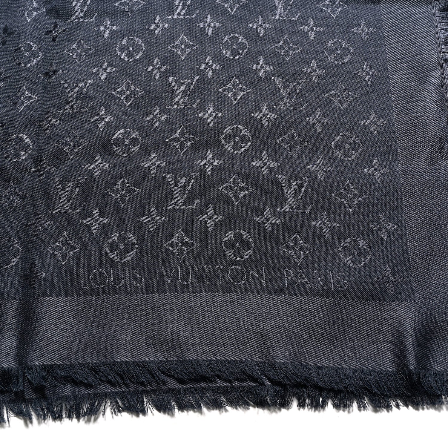 Louis Vuitton Silk Lurex Wool Monogram Shine Shawl Carbone