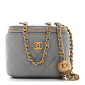 Chanel Lambskin Quilted Pearl Crush Mini Vanity Case With Chain Light Purple